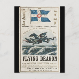 Flygande Dragon Clipper frakt 1858 Vykort