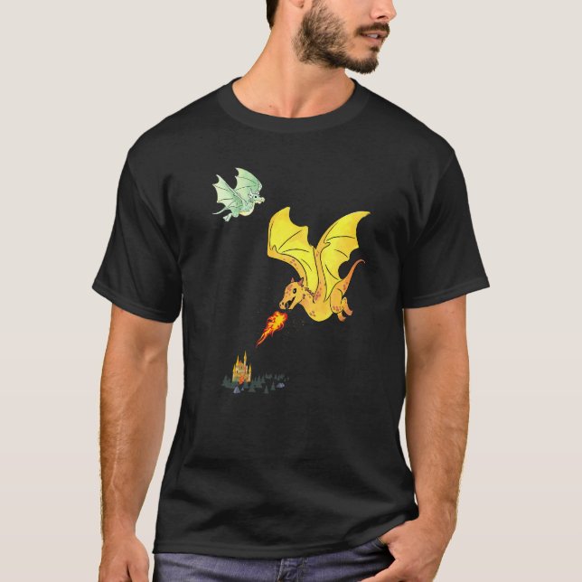 Flygande Dragons Flames Lizard Wyverns T Shirt (Framsida)