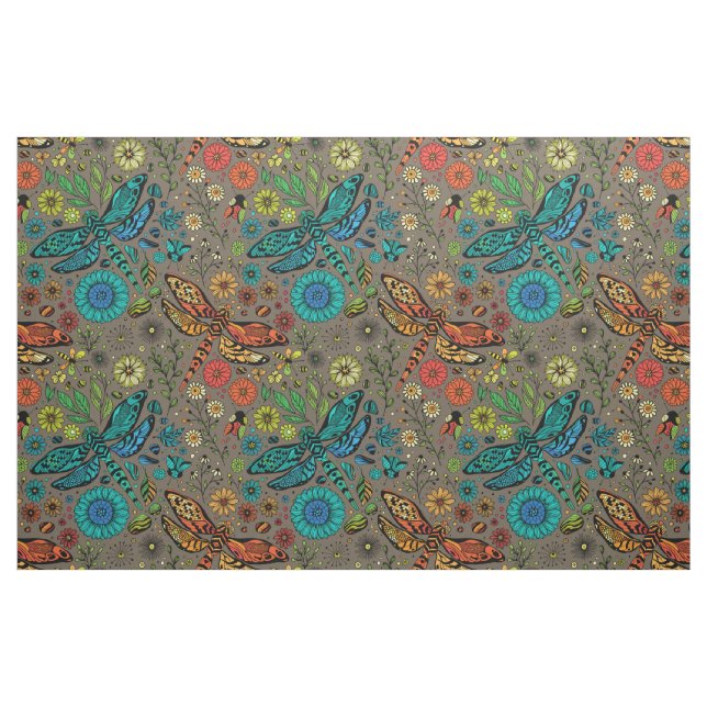 Flygande drakflygning på brunt tyg (Fat Quarter)