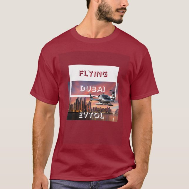 Flygande Dubai EVTOL för Luft Taxi AAM UAM T Shirt (Framsida)