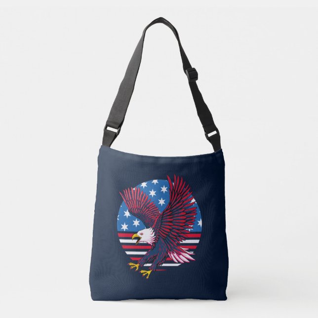 Flygande Eagle och amerikansk Flagga Axelväska (Framsida)