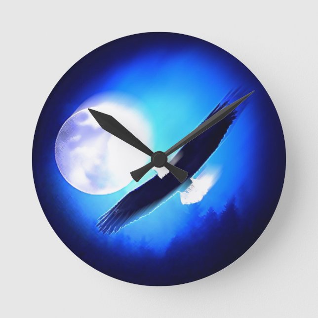 Flygande Eagle och Måne Rund Klocka (Framsida)