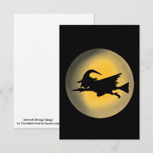 Flygande elak häxa silhuett kort