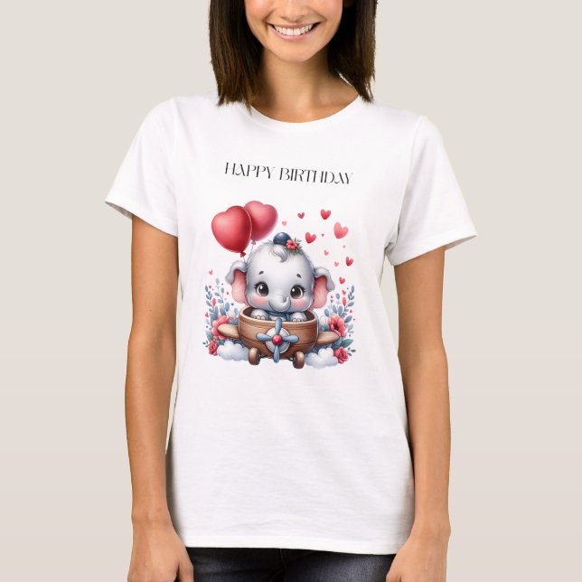 Flygande elefant födelsedag t shirt (Framsida)