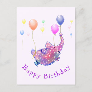 Flygande Elephant Funny Birthday-kort Vykort