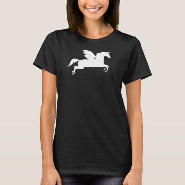 Flygande Enhörning Bevingad Häst T Shirt (Framsida)