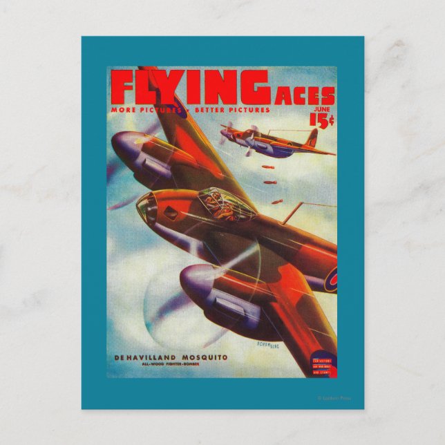 Flygande Ess Magazine Cover 5 Vykort (Framsida)
