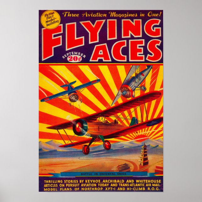 Flygande Ess Magazine Cover Poster (Framsidan)