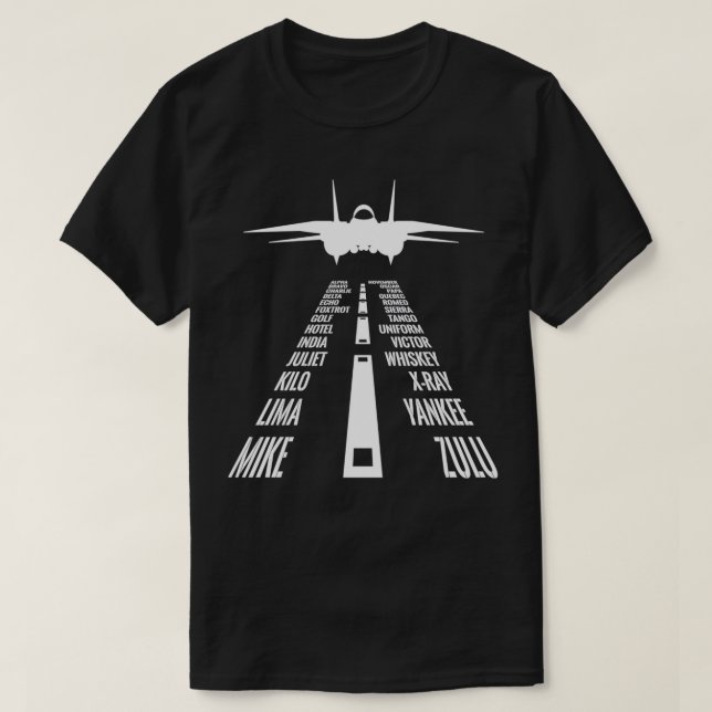 Flygande F14 Tomcat Pilot Landing Phonetic Alphabe T Shirt (Design framsida)
