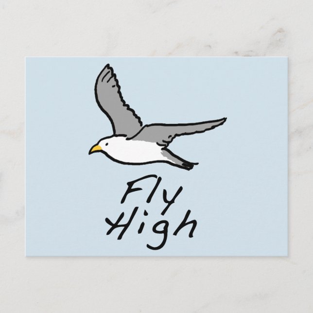Flygande fågel. Illustration av mås under flygning Vykort (Framsida)