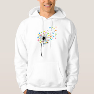 Flygande färgglada fåglar maskros flöde hoodie
