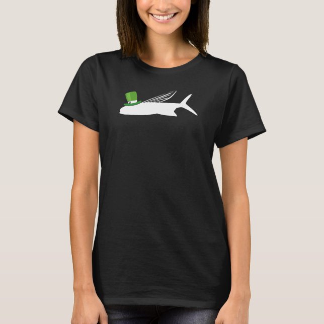 Flygande Fisk Leprechaun Irländsk St Patrick Dag T Shirt (Framsida)