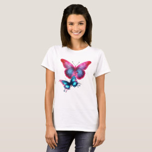 Flygande Fjäril Färgglada Fjärilar på Vitt T Shirt