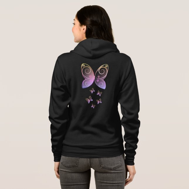 flygande fjärilar natur hoodie t shirt (Hel baksida)