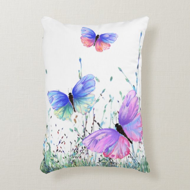 Flygande fjärilar Pillow Prydnadskudde (Framsidan(Vertikal))