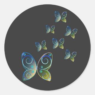 flygande fjärilar runt klistermärke