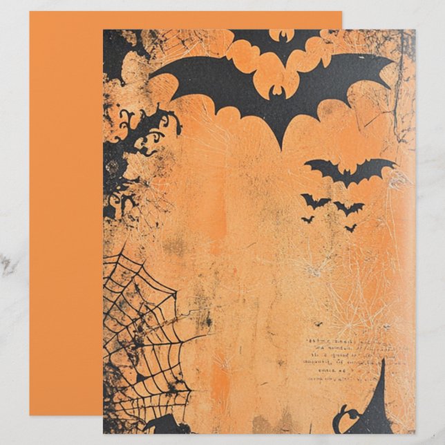 Flygande fladdermöss Halloween-urkunds papper (Fram/baksida)