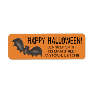 Flygande Fladdermöss Svarta Orangen Happy hallowee Returadress Etikett