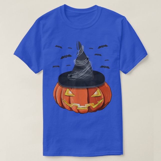 Flygande Fladdermus Jack o lantern Witch Hat Hallo T Shirt (Design framsida)