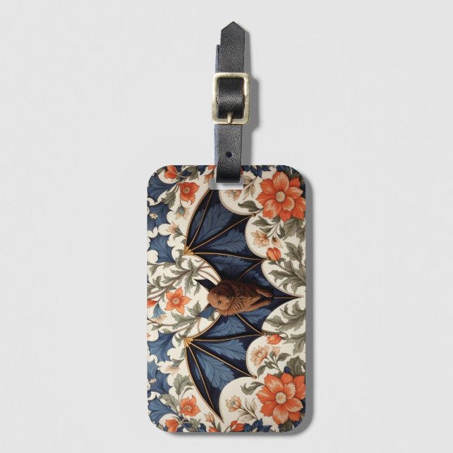 Flygande fladdermus William Morris Inspirerad Blom Bagagebricka (Framsida vertikal)