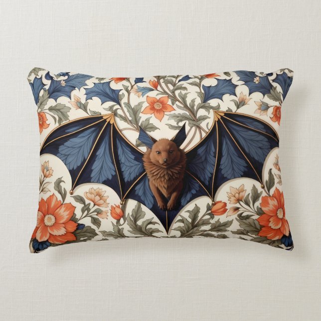 Flygande fladdermus William Morris Inspirerad Blom Prydnadskudde (Framsidan)