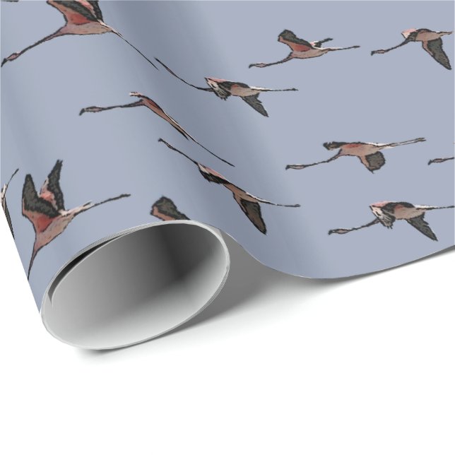 Flygande flamingor presentpapper (Rullad Hörn)