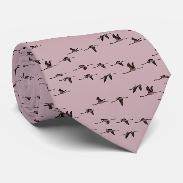 Flygande Flamingos Dubbelsidigt Tryck (Rosa) Slips (Rullad)