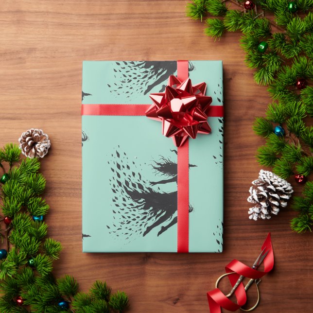 Flygande Förtrollerska Teal Bakgrund Presentpapper (Julgåva)
