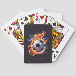 Flygande fotboll med lågor. casinokort
