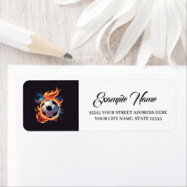 Flygande fotboll med lågor. returadress etikett