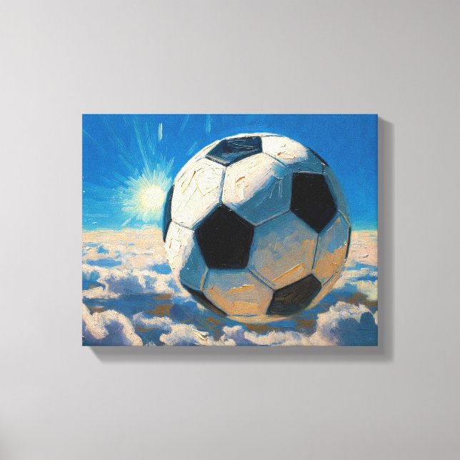 Flygande fotbolls Boll Konst (Oljemålning nr 5) Canvastryck (Framsida)