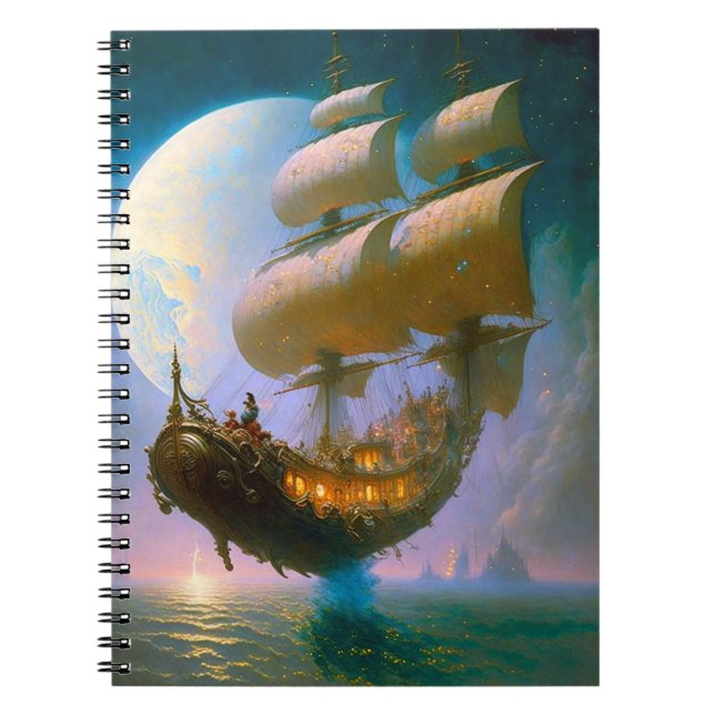 Flygande Frakt Fantasy Art Anteckningsbok (Framsidan)
