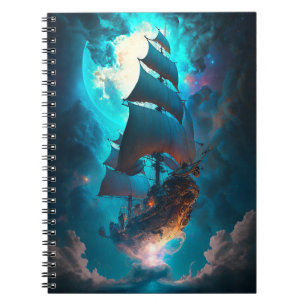 Flygande Frakt Fantasy Art Anteckningsbok