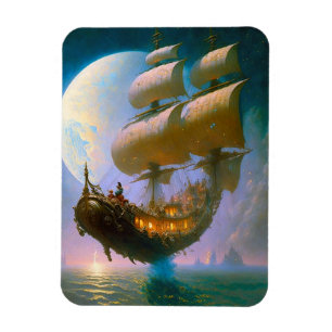 Flygande Frakt Fantasy Art Magnet