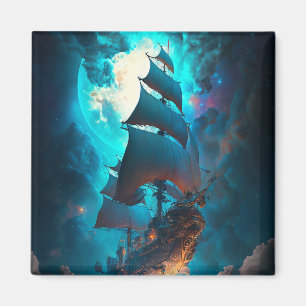 Flygande Frakt Fantasy Art Magnet