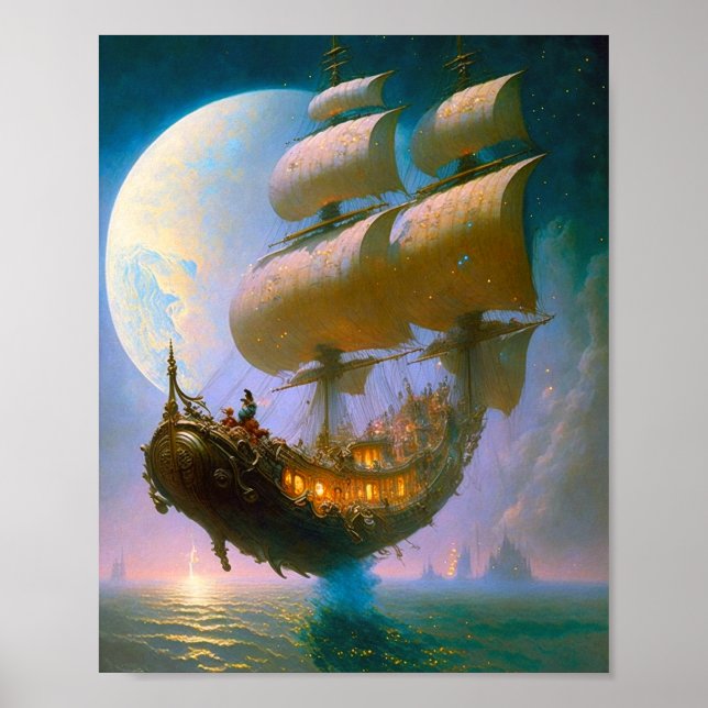 Flygande Frakt Fantasy Art Poster (Framsidan)
