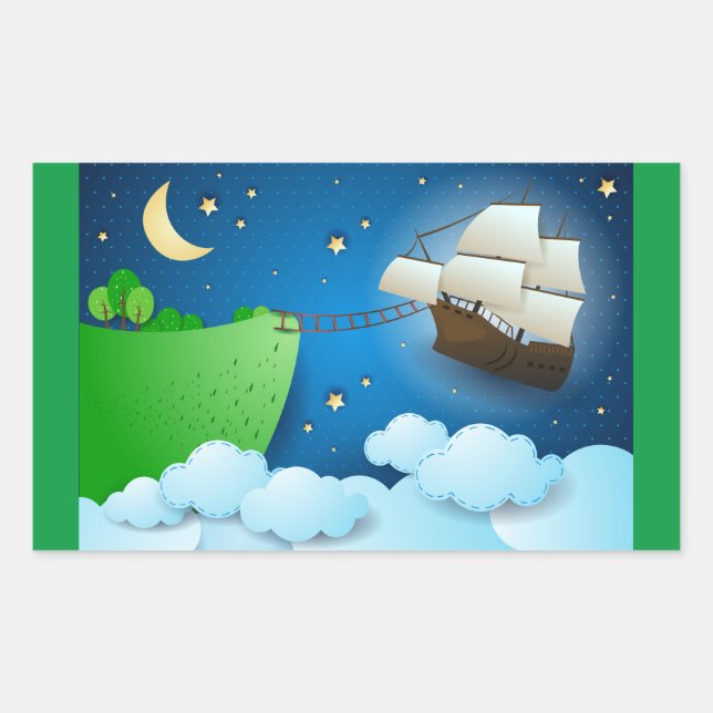 Flygande frakt vid landning rektangulärt klistermärke (Framsida)