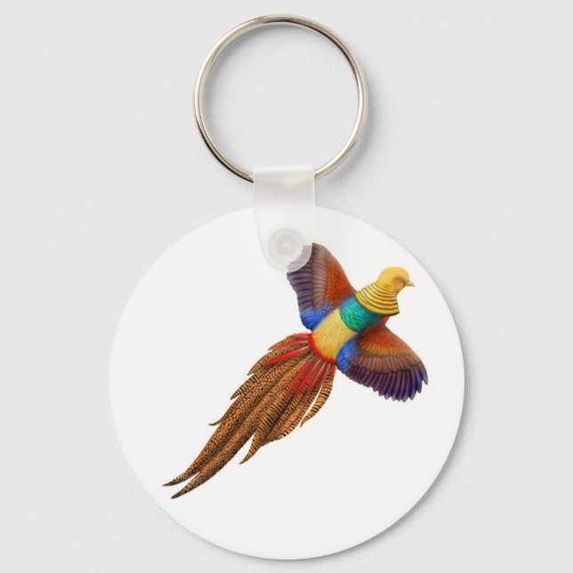 Flygande Golden Pheasant Keychain Nyckelring (Framsida)