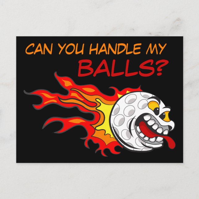 Flygande Golf Boll i Flames med en funny offert Vykort (Framsida)