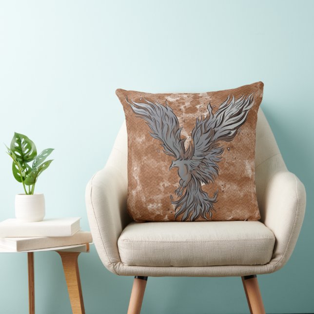 Flygande Grå Fågel Fenix Grafisk Kudde (Stol)