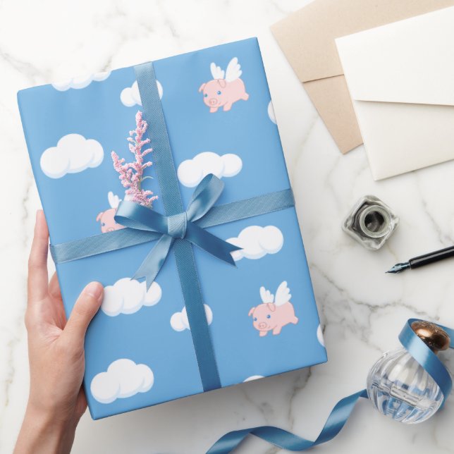 Flygande Gris Cute Piglet med Vingar Mönster Presentpapper (Gifting)