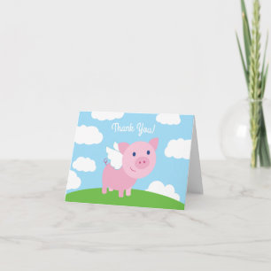 Flygande Gris Cute Tack 1:a födelsedagskort Kort