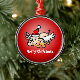 Flygande gris jul julgransprydnad metall