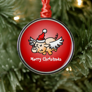 Flygande gris jul julgransprydnad metall