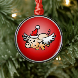 Flygande gris jul julgransprydnad metall