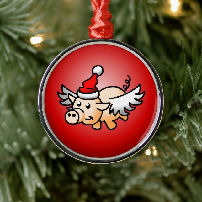 Flygande gris jul julgransprydnad metall (Träd)
