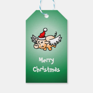 Flygande Gris Julpresentkort Presentetikett