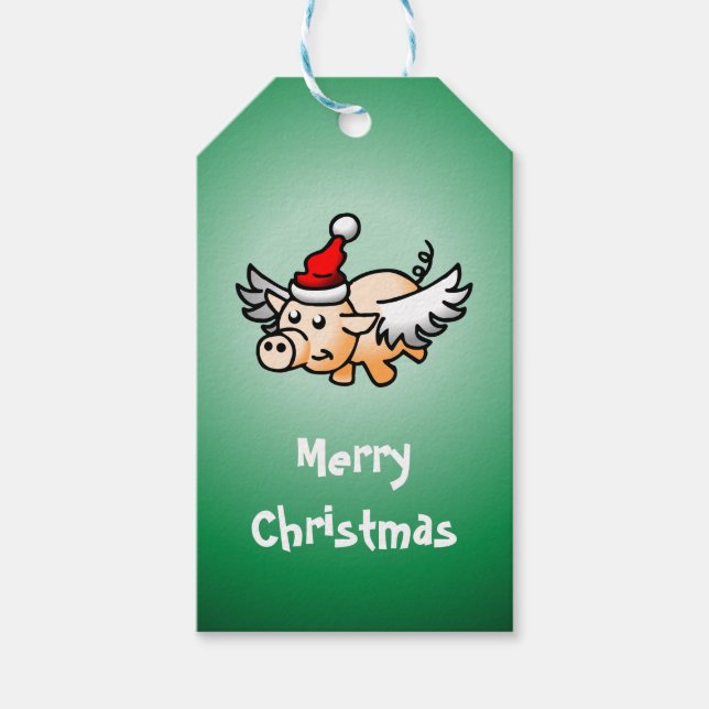 Flygande Gris Julpresentkort Presentetikett (Framsidan)