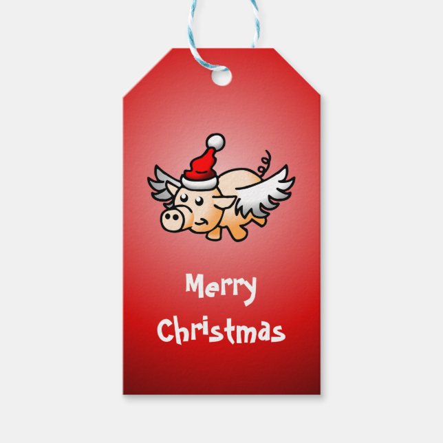 Flygande Gris Julpresentkort Presentetikett (Framsidan)