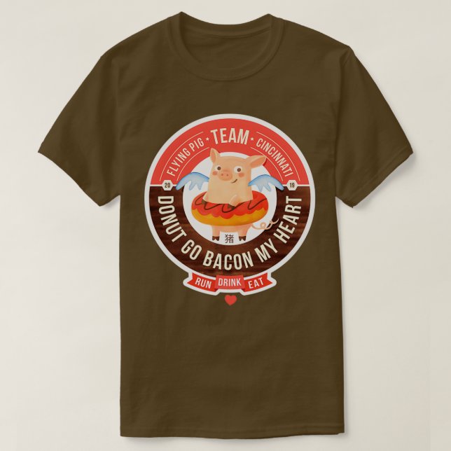 Flygande Gris Marathon Cincinnati Donut Go Bacon M T Shirt (Design framsida)